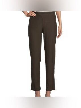Eileen Fisher S Brown Stretch Knit Pants Italian Fabric Minimalist Straight Leg